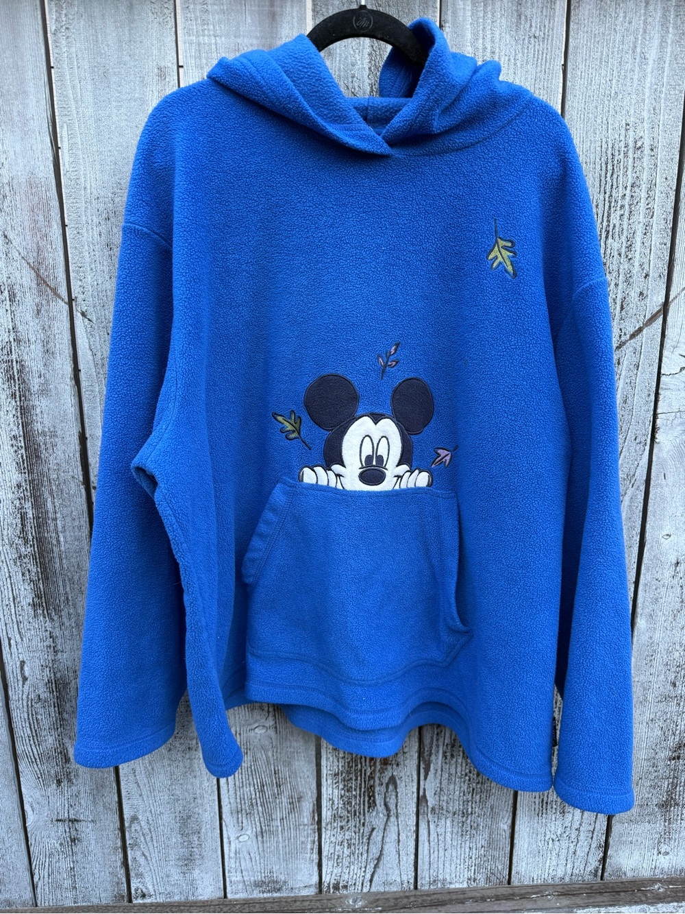 Vintage Disney Royal Blue Mickey Mouse Peekaboo 3X Hooded Fleece Jerry Leigh